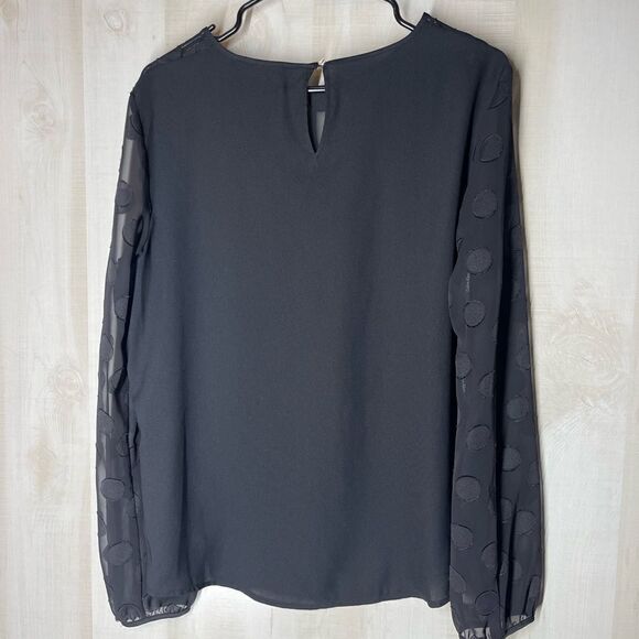 Calvin Klein new black long sleeve see through sleeve,‎ top blouse, size large - Picture 12 of 14
